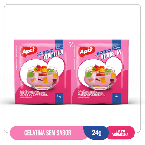Gelatina Sem Sabor Vermelha 15 X 24G Sache
