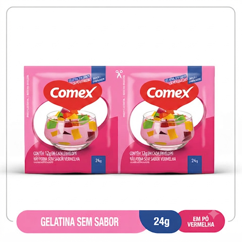Gelatina Sem Sabor Vermelha 24G
