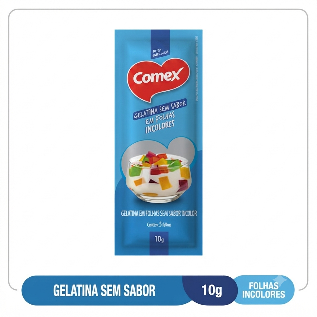 Gelatina Em Folhas Incolor   10G