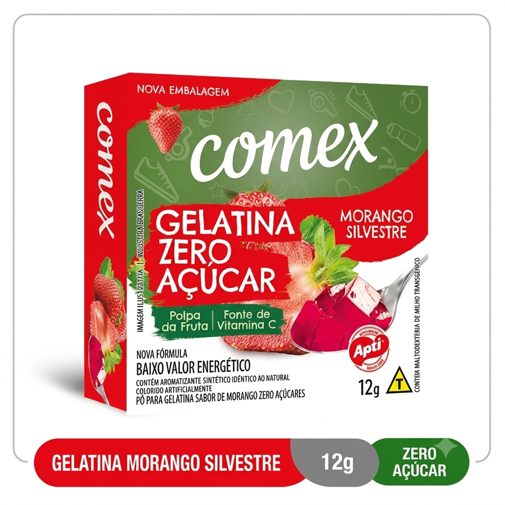 Gelatina Zero Morango Silvestre 12G
