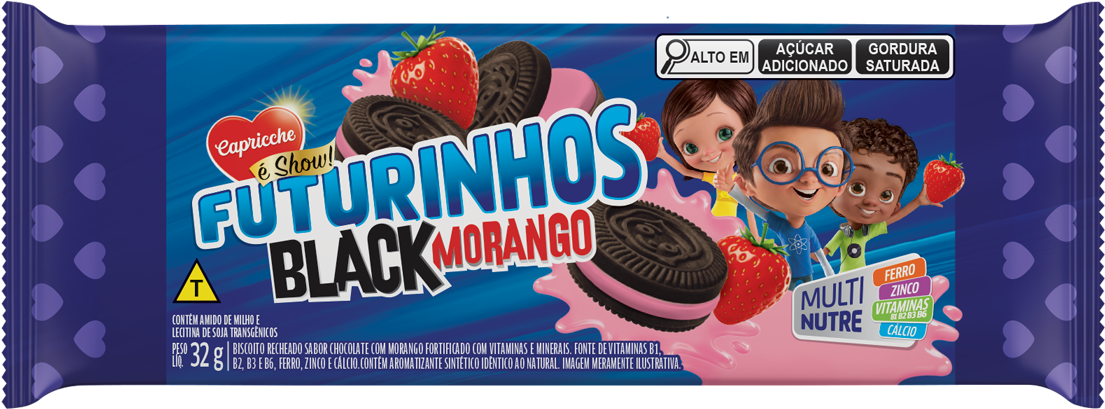 Biscoito Recheado Black Morango 32g