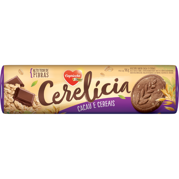 Biscoito Amanteigado Cerelícia Cacau e Cereais 96g