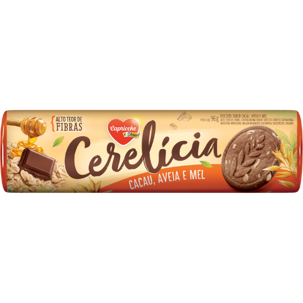 Biscoito Amanteigado Cerelícia Cacau, Aveia e Mel 96g