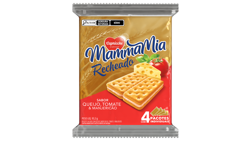 Biscoito Mammamia Recheado Queijo, Tomate e Manjericão 93,3g