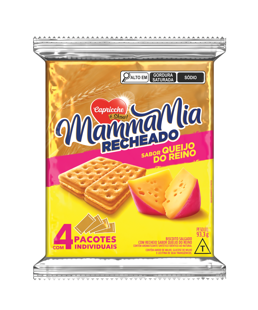 Biscoito Mammamia Recheado Queijo do Reino 93,3g Caixa com 21 unidades