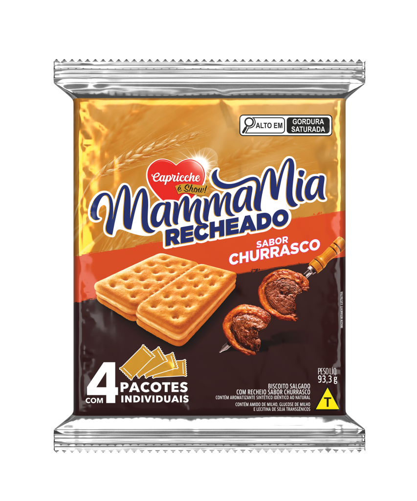 Biscoito Mammamia Recheado Churrasco 93,3g Caixa com 21 unidades