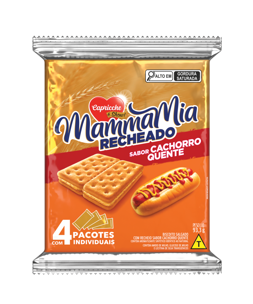 Biscoito Mammamia Recheado Cachorro Quente 93,3g Caixa com 21 unidades