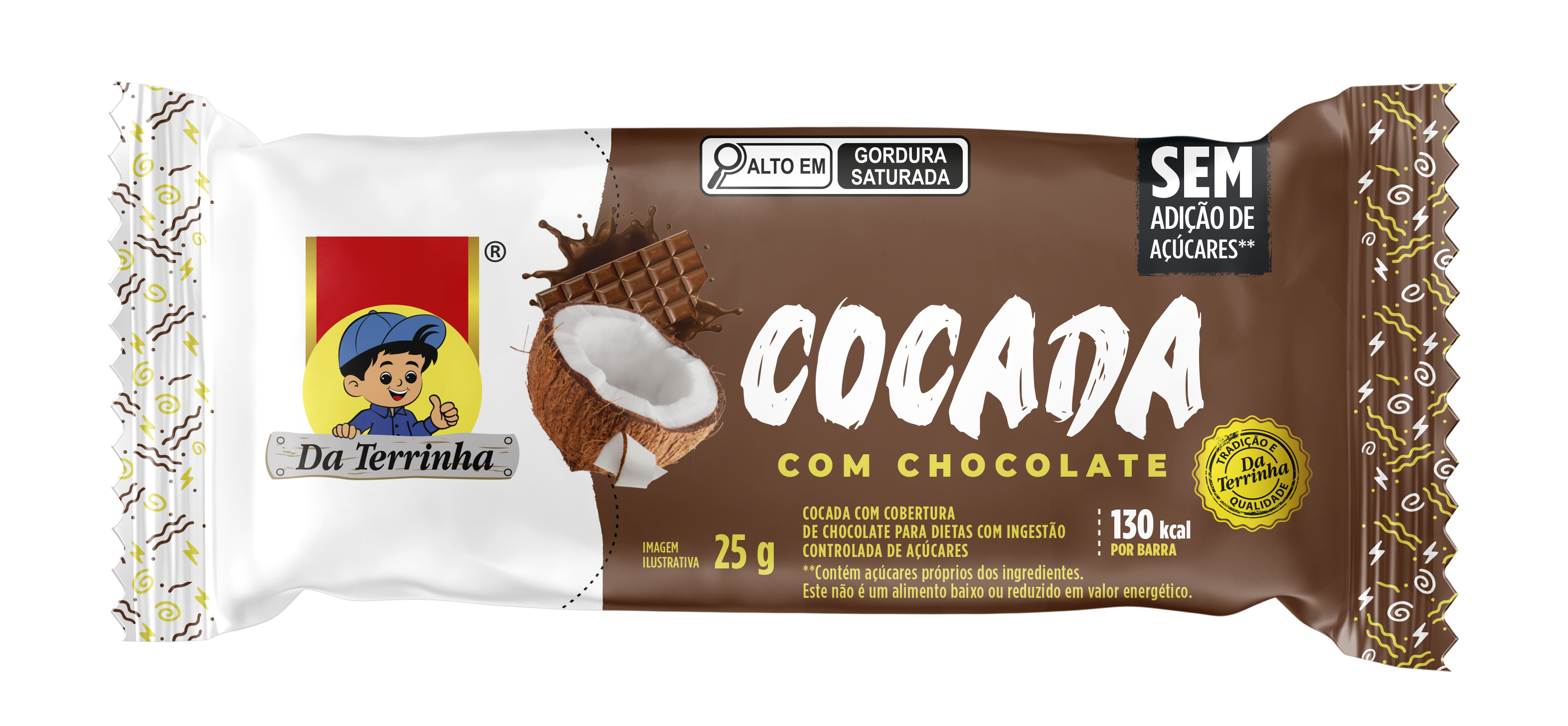 Cocada Com Chocolate Zero Da Terrinha 25G - 6Dp X 12Un