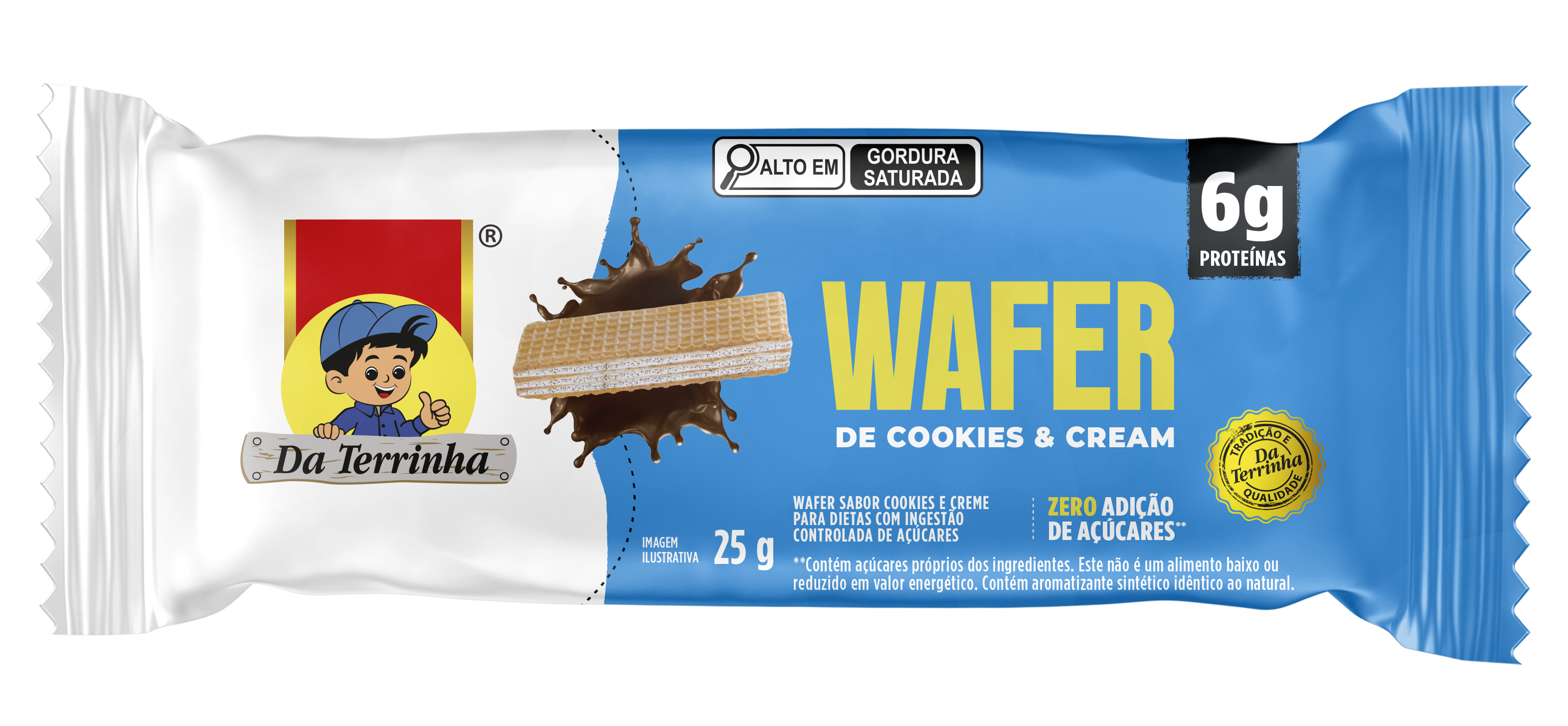 Wafer Cookies Cream E Whey Protein Zero Da Terrinha 25G - 6Dp X 12Un