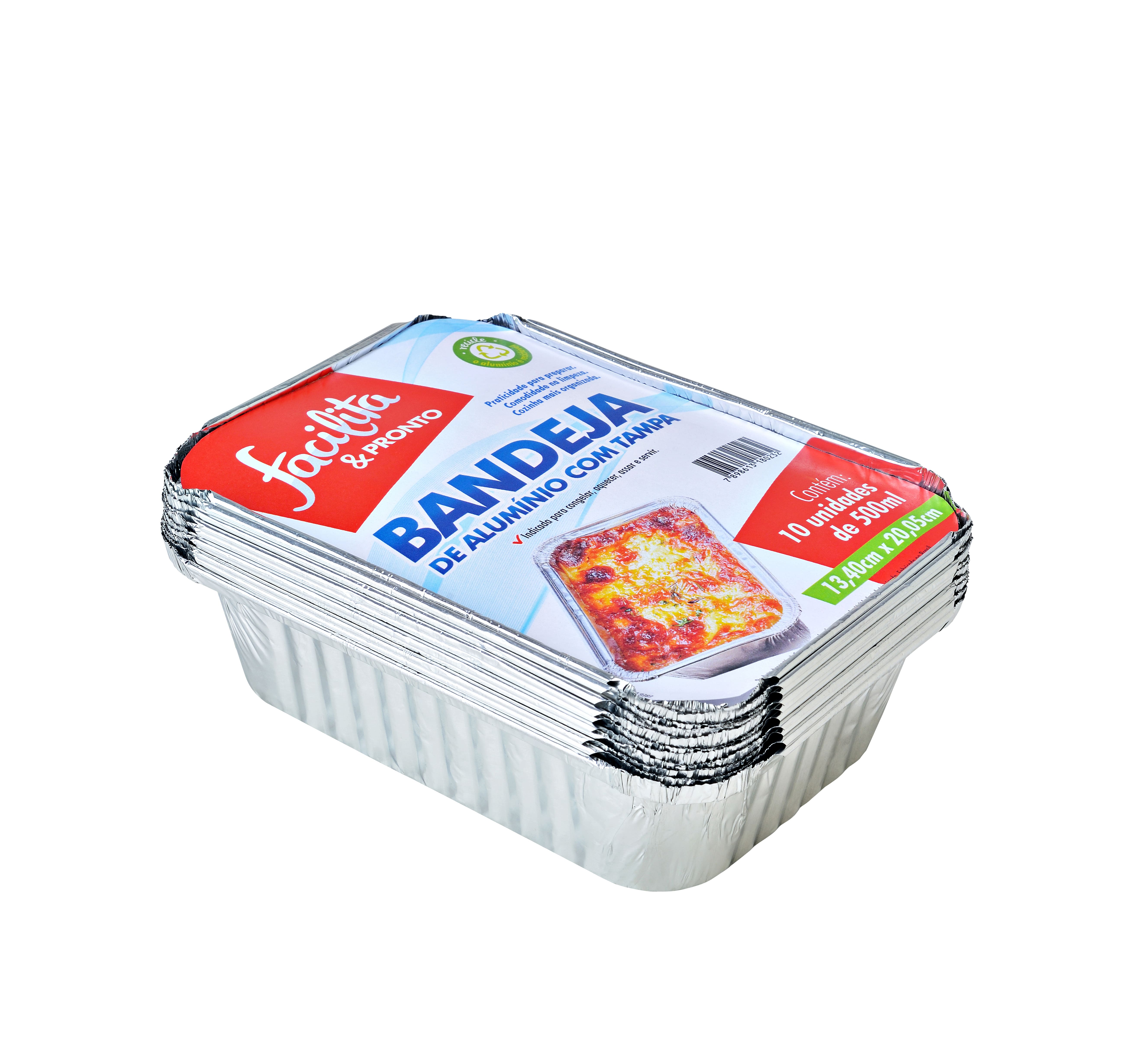 Aluminum Tray 500ml Facilita & Pronto Pack of 10 units