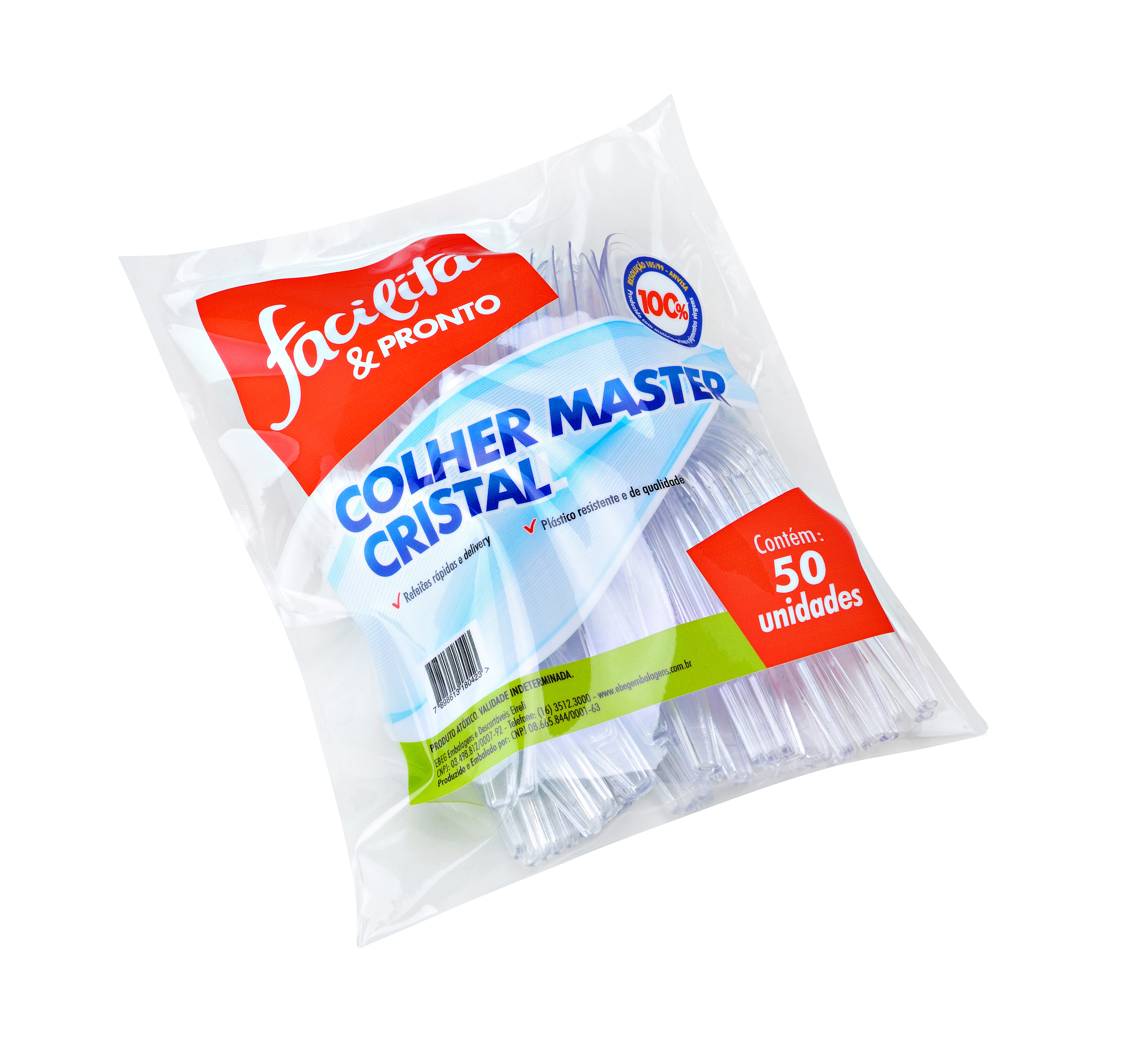 CUCHARA MASTER DESCARTABLE TRANSPARENTE FACILITA & PRONTO PAQUETE CON 50 UNIDADES