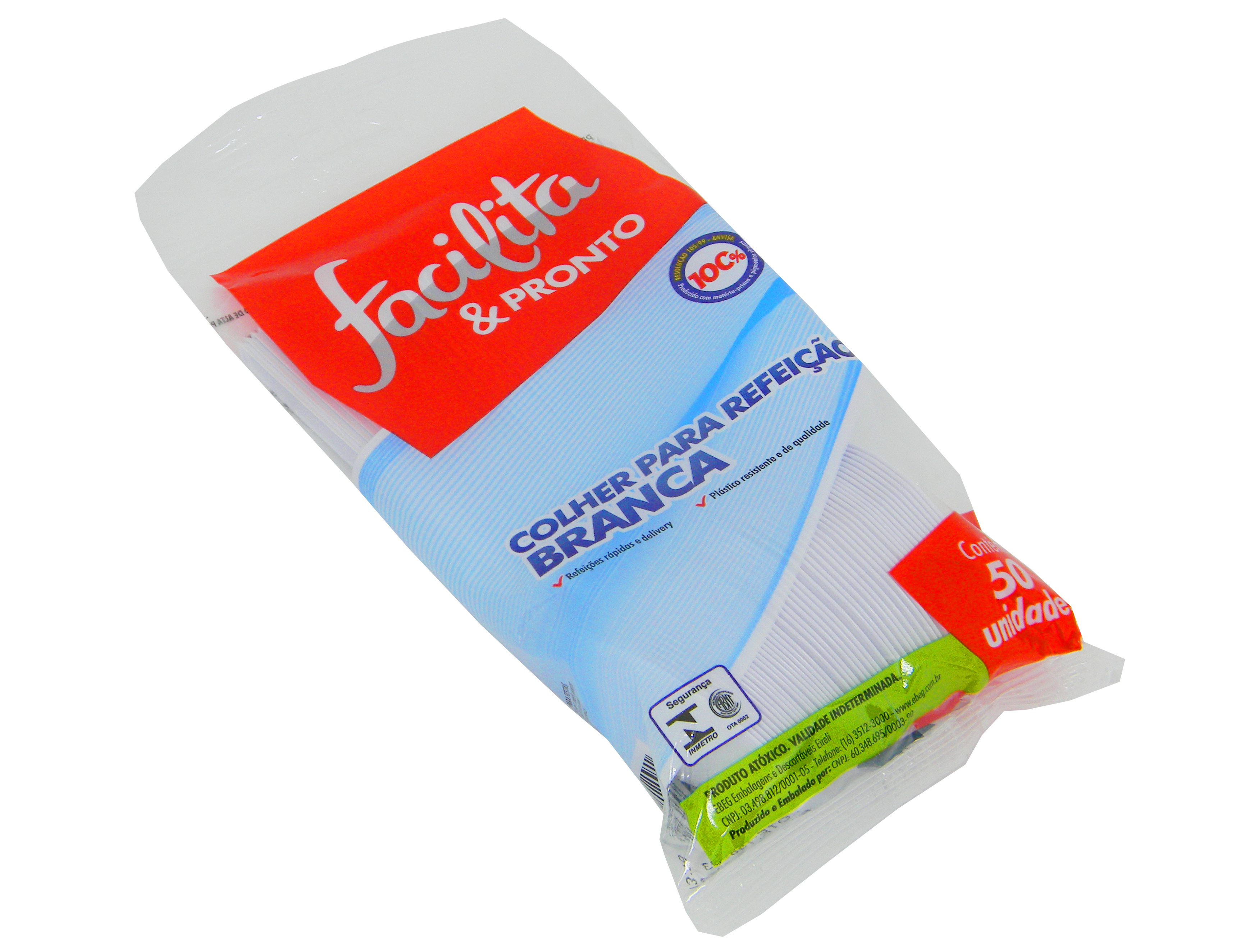CUCHARA DE MESA DESCARTABLE BLANCA FACILITA & PRONTO PAQUETE CON 50 UNIDADES
