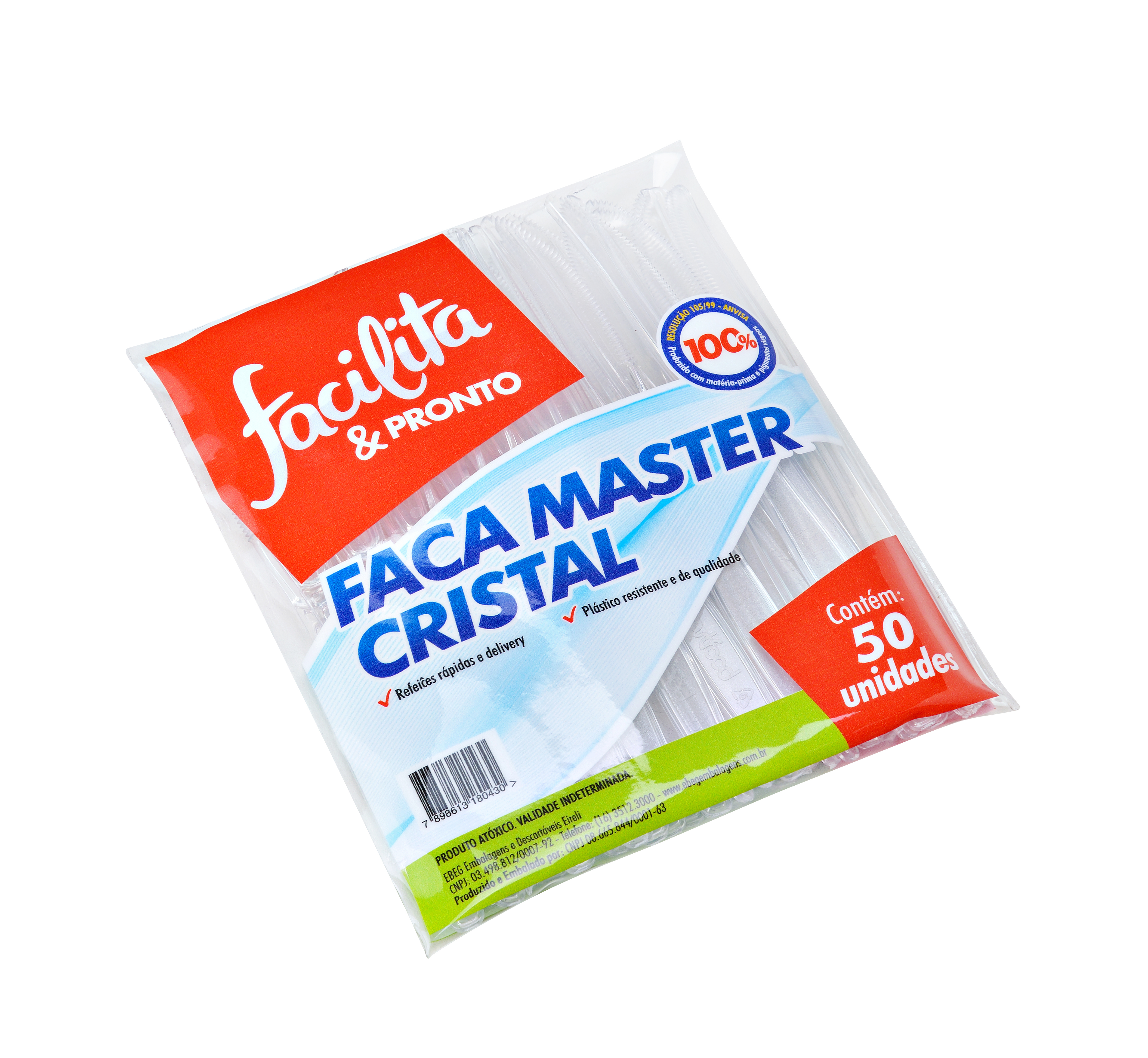 CUCHILLO MASTER DESCARTABLE TRANSPARENTE FACILITA & PRONTO PAQUETE CON 50 UNIDADES