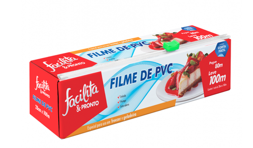 Filme PVC 28 cm x 100m com Trilho Facilita & Pronto