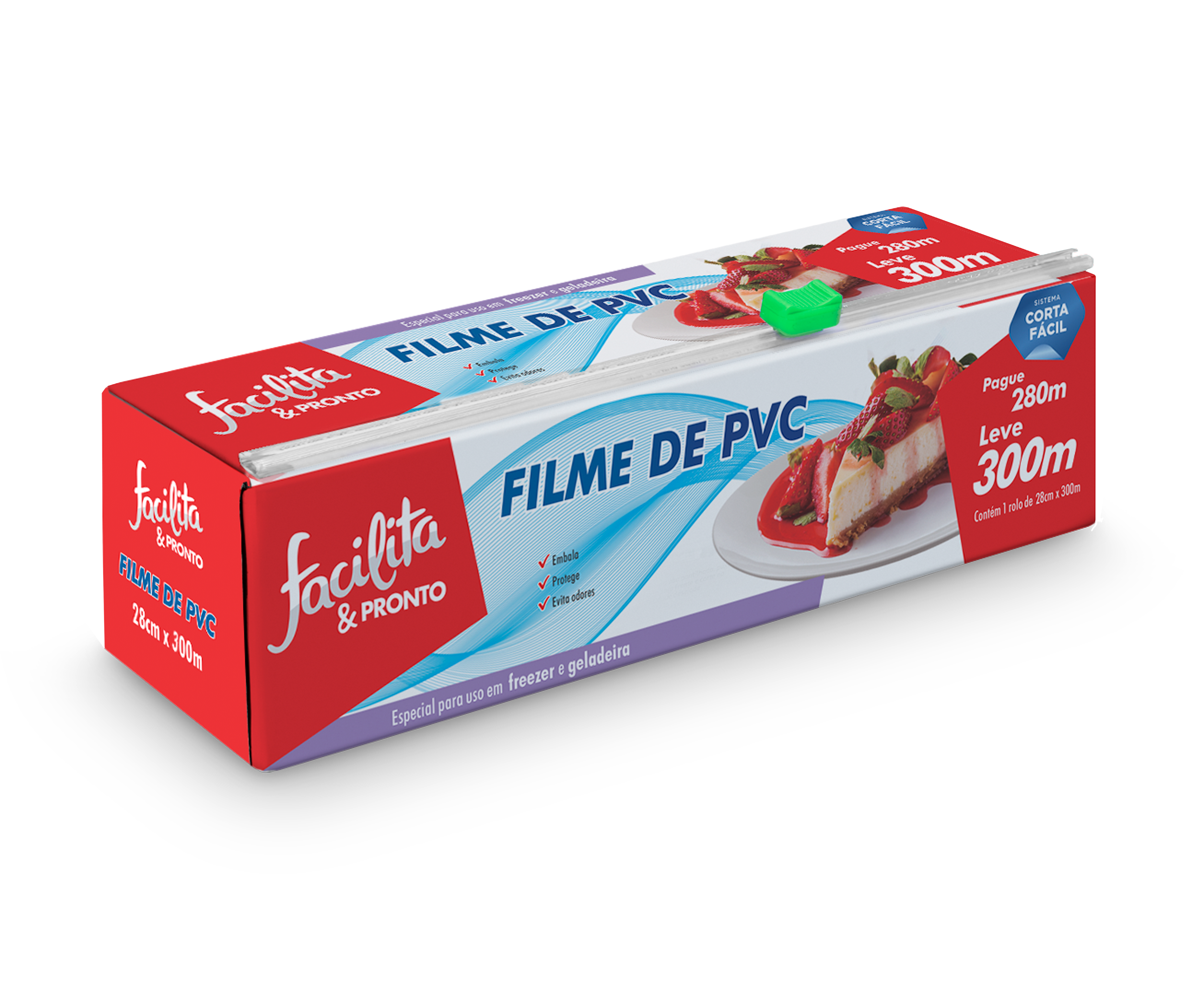 PVC Cling Film 28 cm x 300m with Dispenser Facilita & Pronto