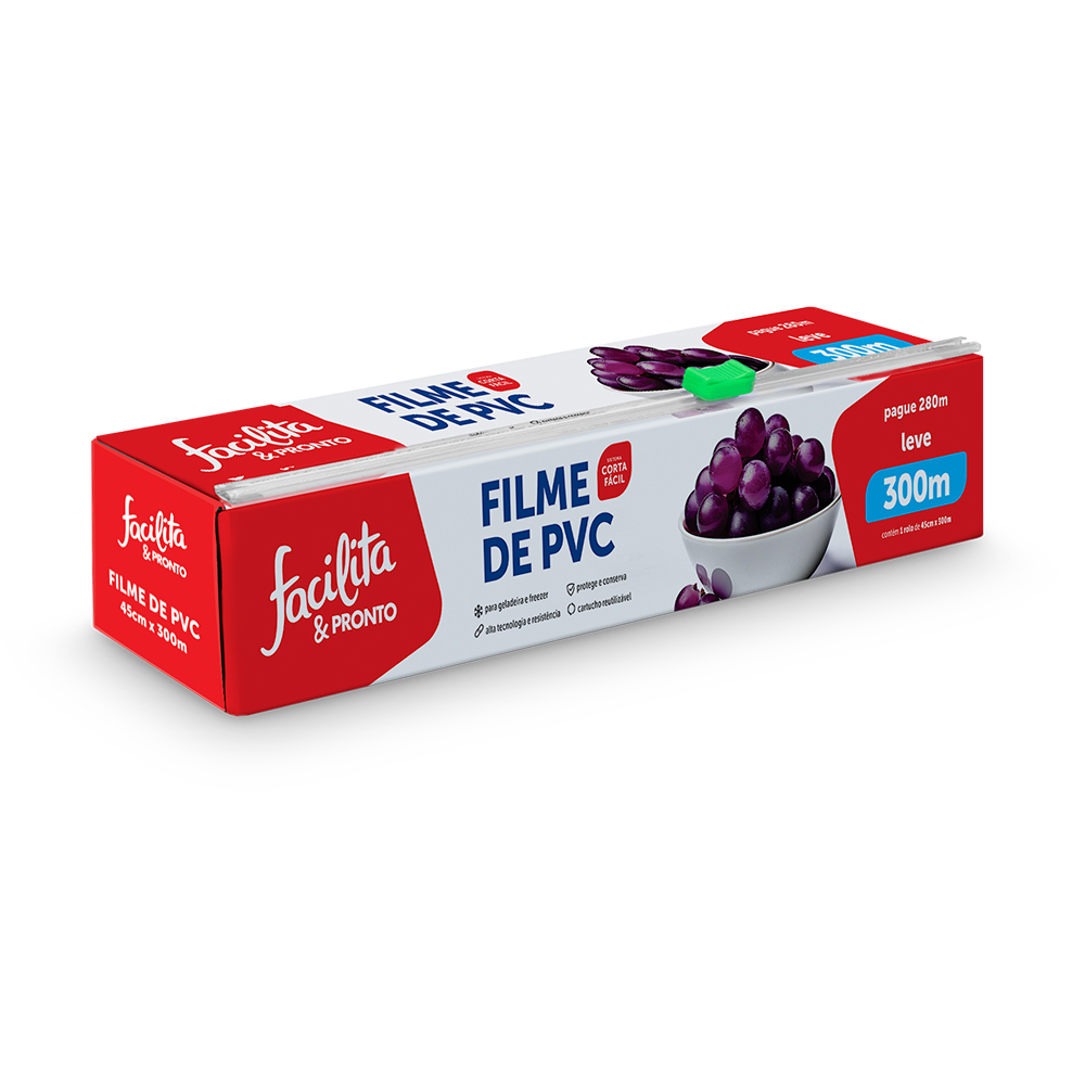 PVC Cling Film 45 cm x 300m with Dispenser Facilita & Pronto