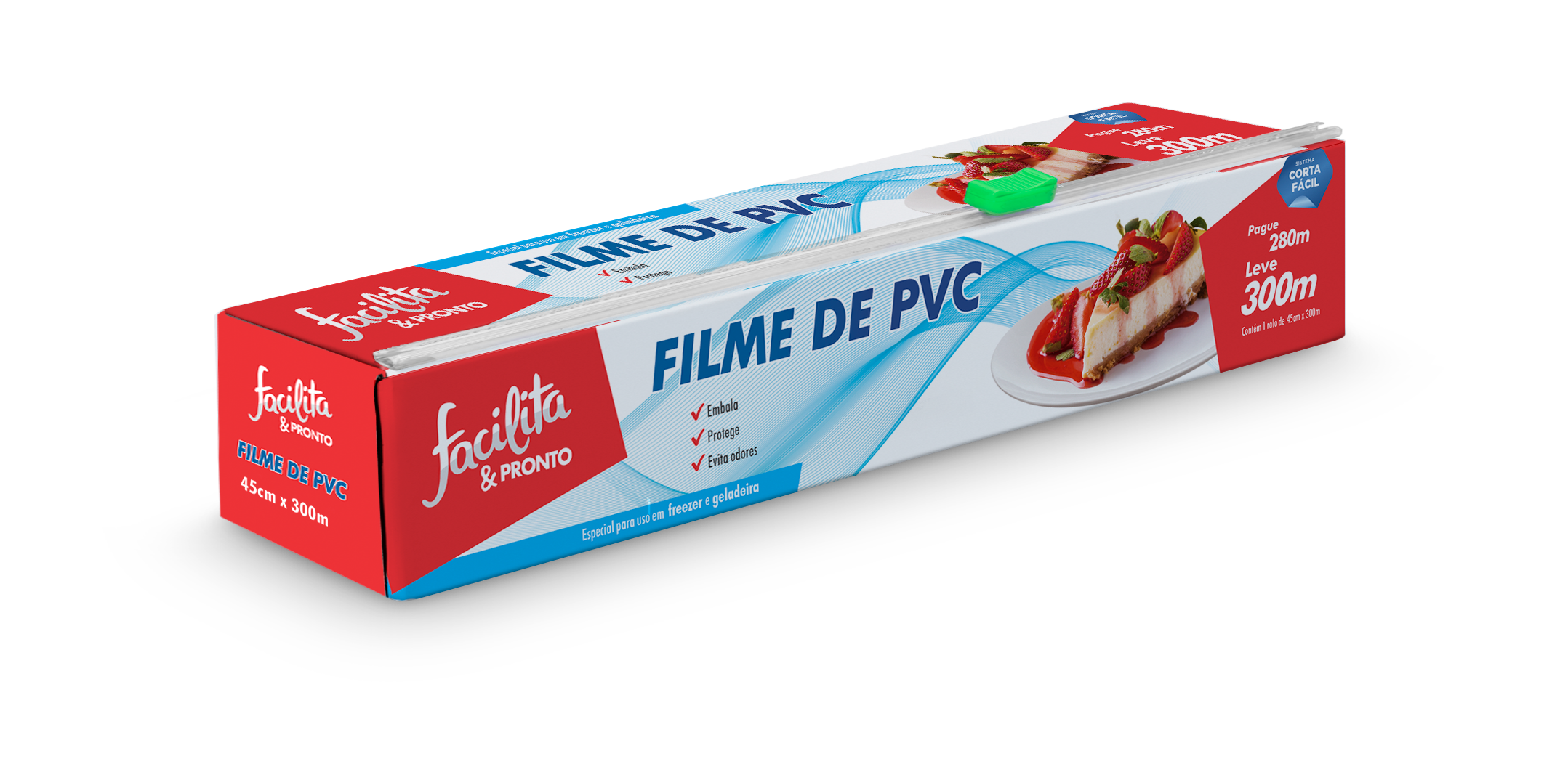Filme PVC 45 cm x 300m com Trilho Facilita & Pronto
