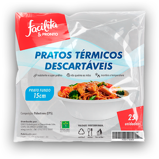 Foam Plate PR15/F Bowl 15 x 4.5 cm Facilita & Pronto Pack of 25 units