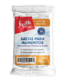 Food Bag 5kg 34 x 45 cm Facilita & Pronto Pack of 50 units