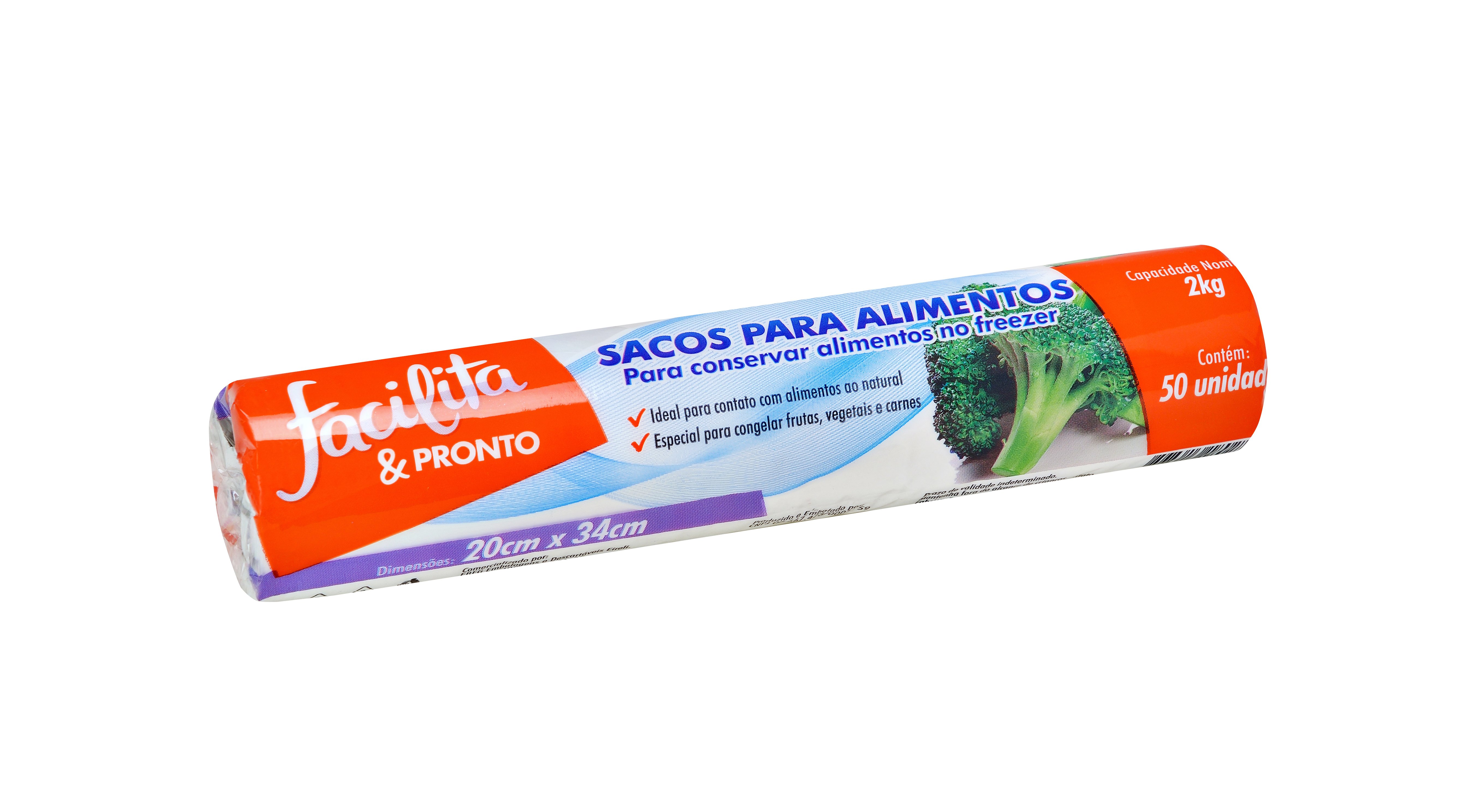 Food Bag 2kg 20 x 34 cm Facilita & Pronto Pack of 50 units