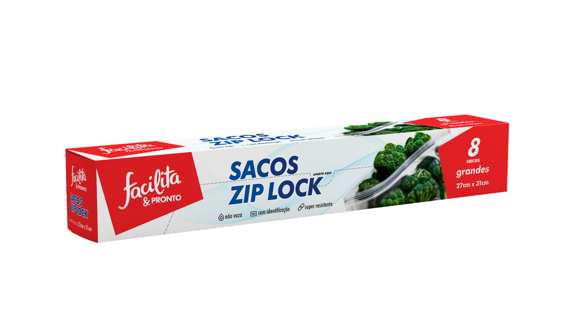 Zip Lock Bag 27 x 31 cm Facilita & Pronto Pack of 8 units
