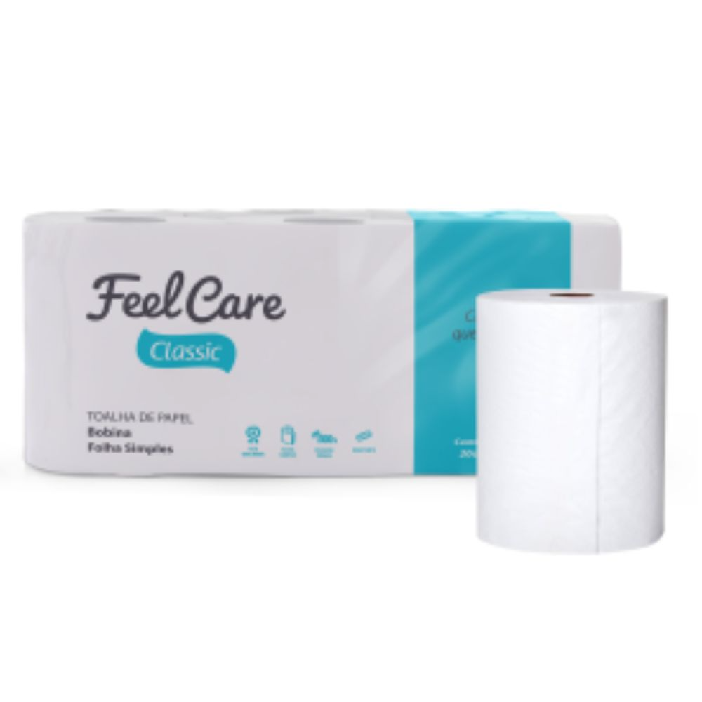Toalha Feel Care Classic Bobina Folha Simples 200m