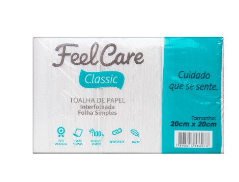 TOALLA FEEL CARE CLASSIC INTERFOLIADA HOJA SIMPLE CAJA CON 1000 UNIDADES