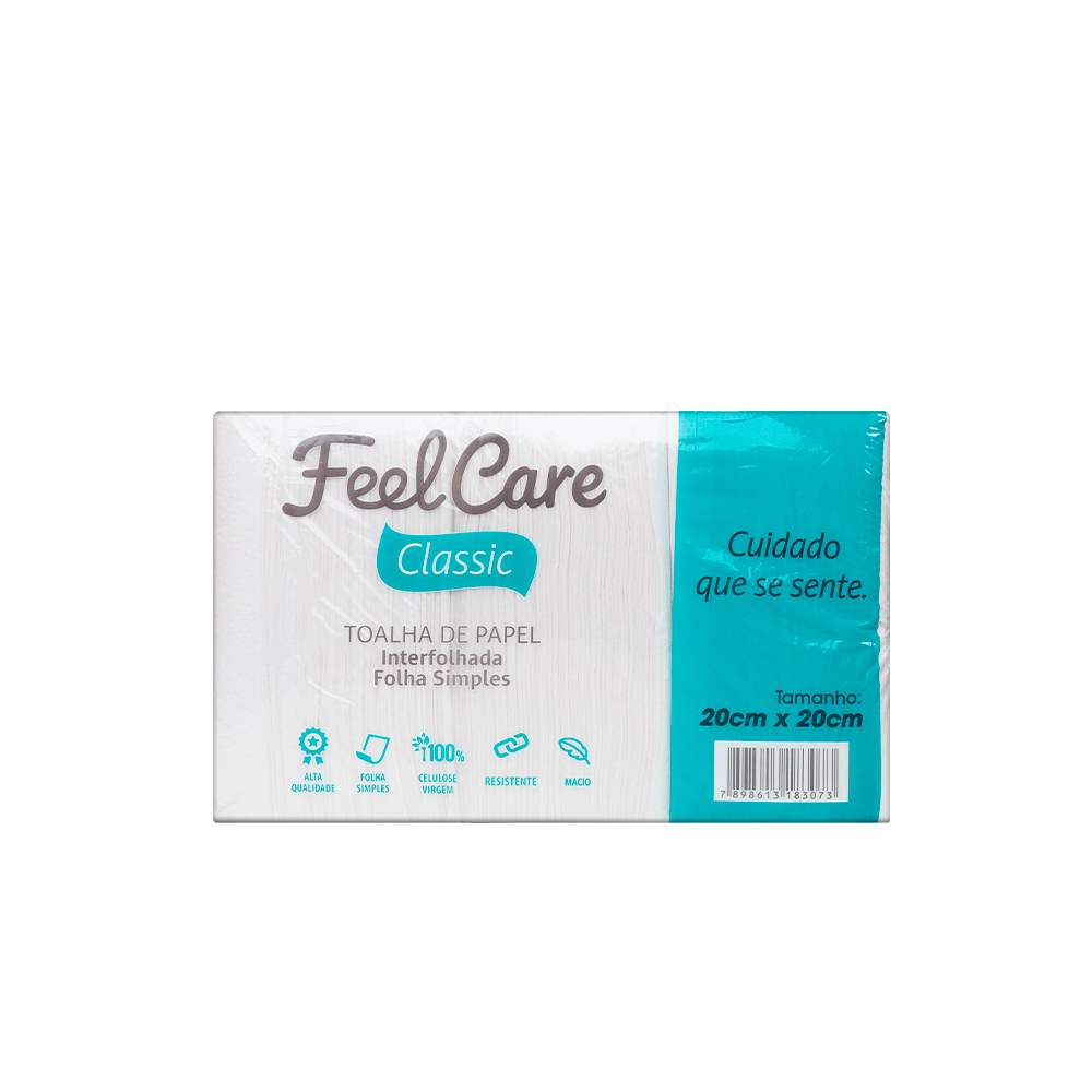 Toalha Feel Care Classic Interfolha Folha Simples 2 Dobras 500g