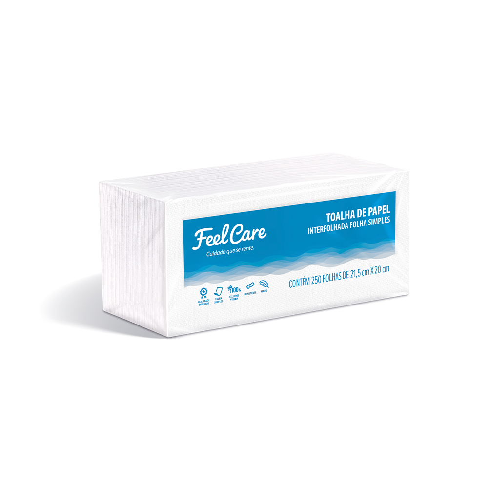 TOALLA FEEL CARE INTERFOLIADA HOJA SIMPLE 2 PLIEGUES