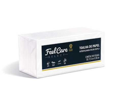 TOALLA FEEL CARE SELECT INTERFOLIADA HOJA DOBLE 2 PLIEGUES CAJA CON 200 UNIDADES