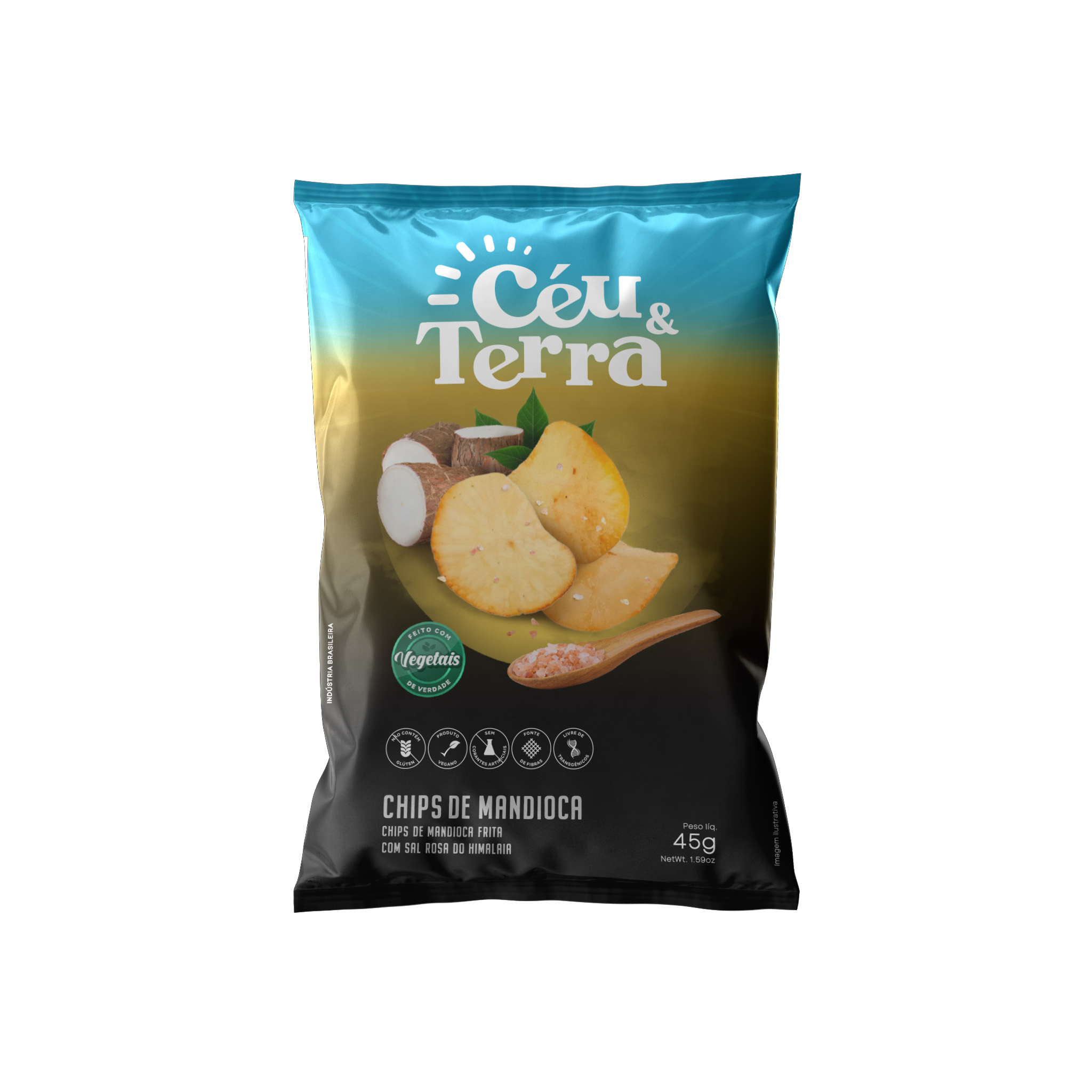 CHIPS DE YUCA CON SAL ROSADA DEL HIMALAYA CIELO Y TIERRA 45G PAQUETE CON 24 UNIDADES