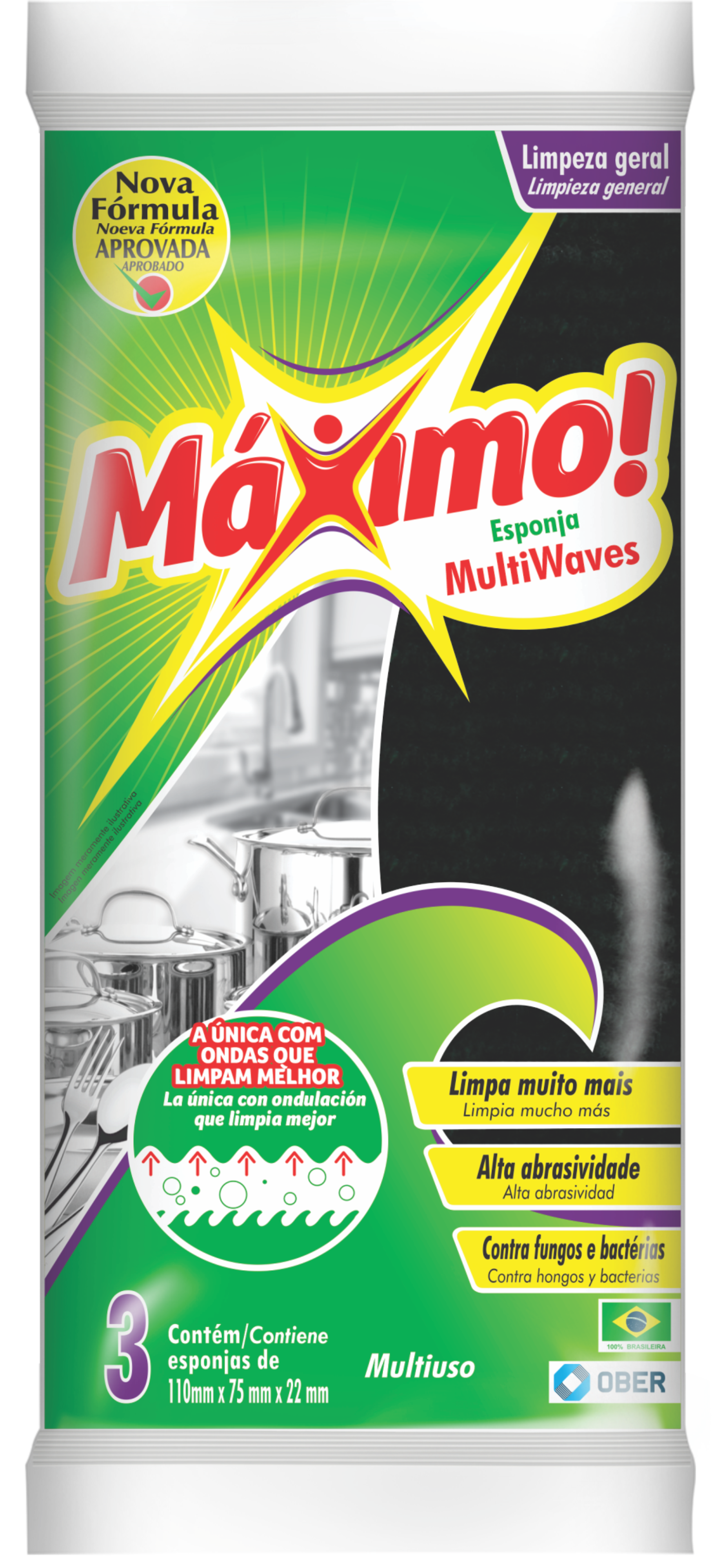 Multiwaves Cleaning Sponge Ober Pack of 3 units