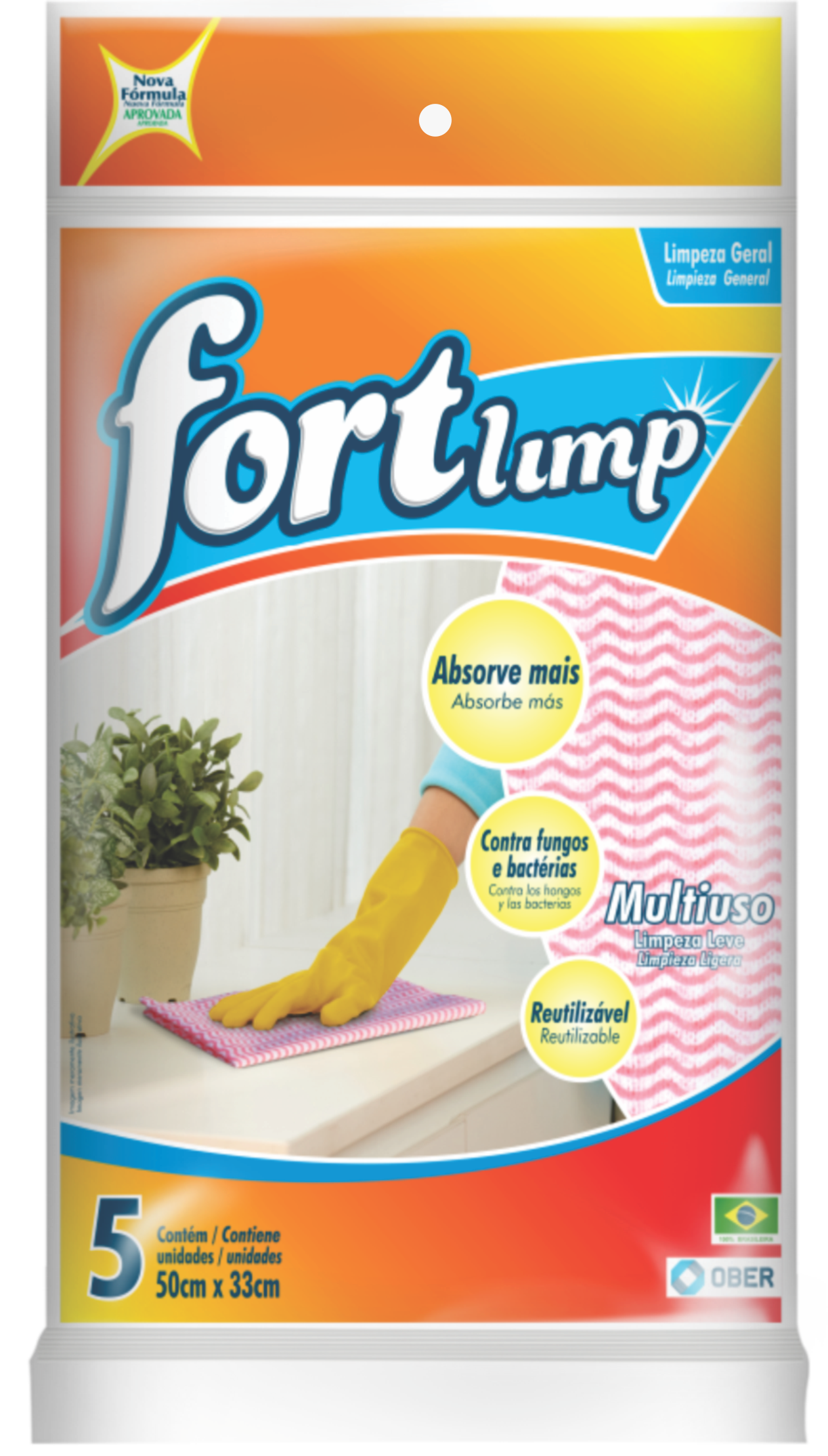 Light Duty Multi-Purpose Sponge Pink Ober Pack of 5 units