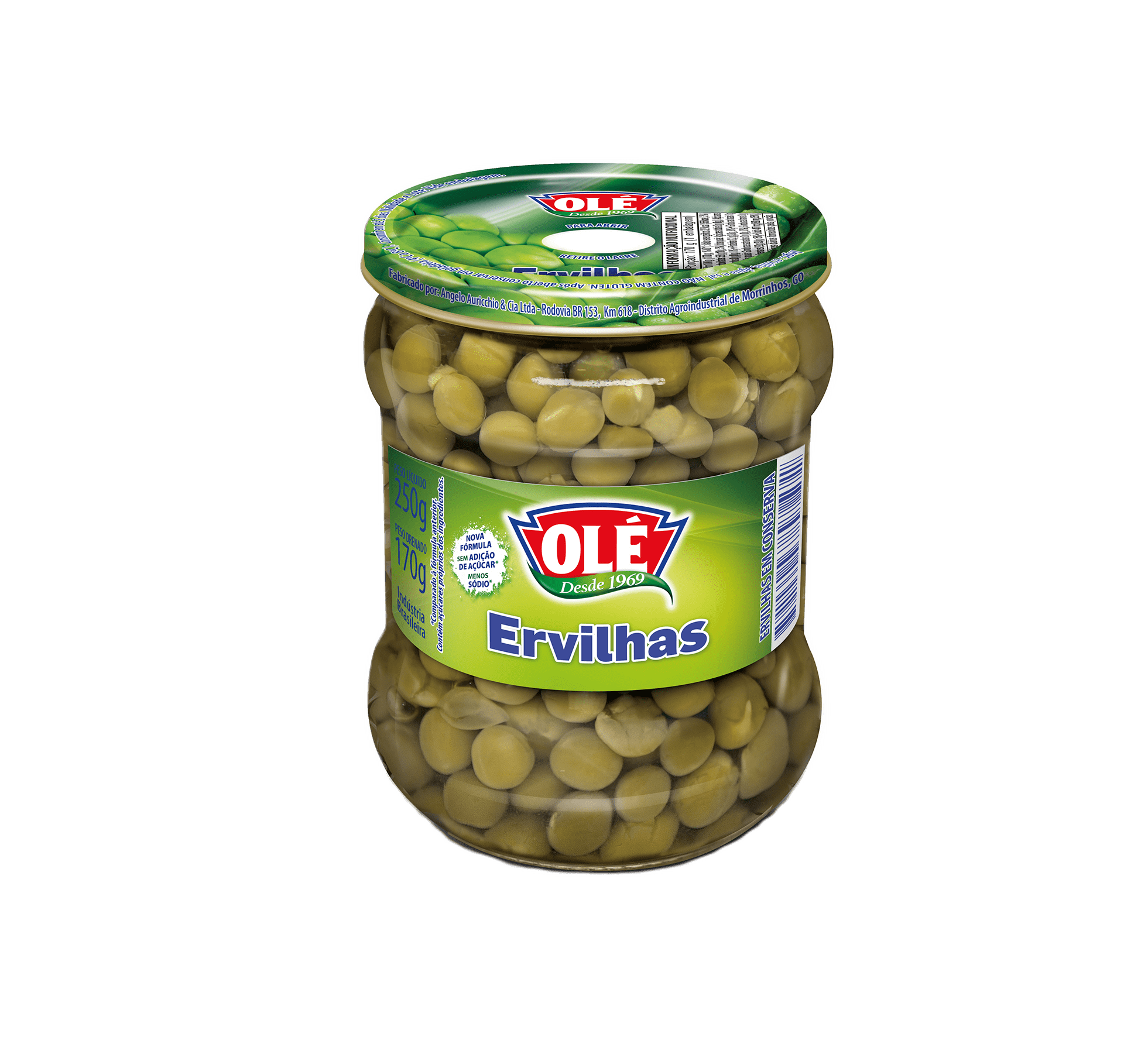 ARVEJA EN FRASCO DE VIDRIO OLÉ 170G CAJA CON 12 UNIDADES