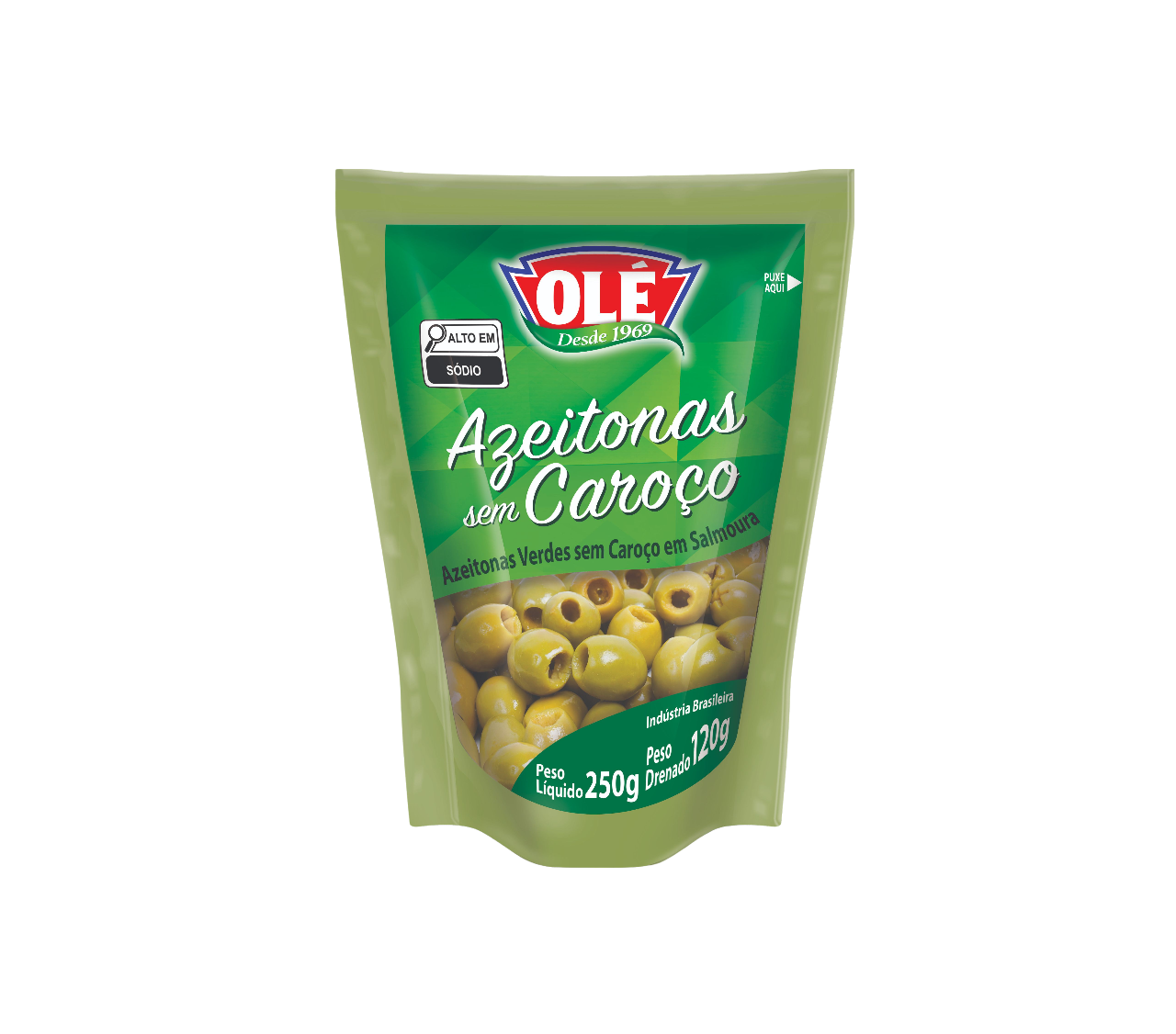 ACEITUNA VERDE SIN HUESO EN SACHET OLÉ 120G CAJA CON 36 UNIDADES