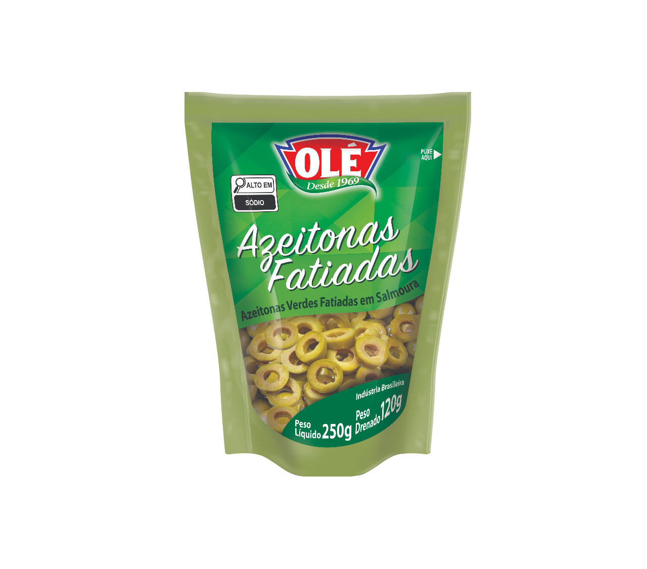ACEITUNA VERDE REBANADA EN SACHET OLÉ 120G CAJA CON 36 UNIDADES