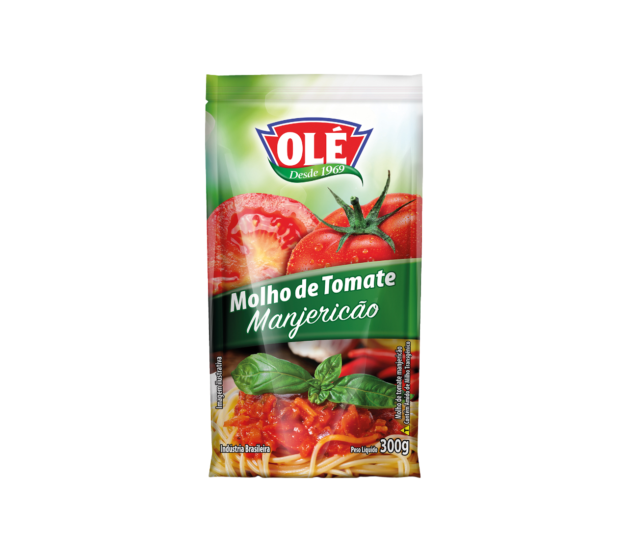 Basil Flavored Tomato Sauce Sachet Olé 300g Box of 32 units