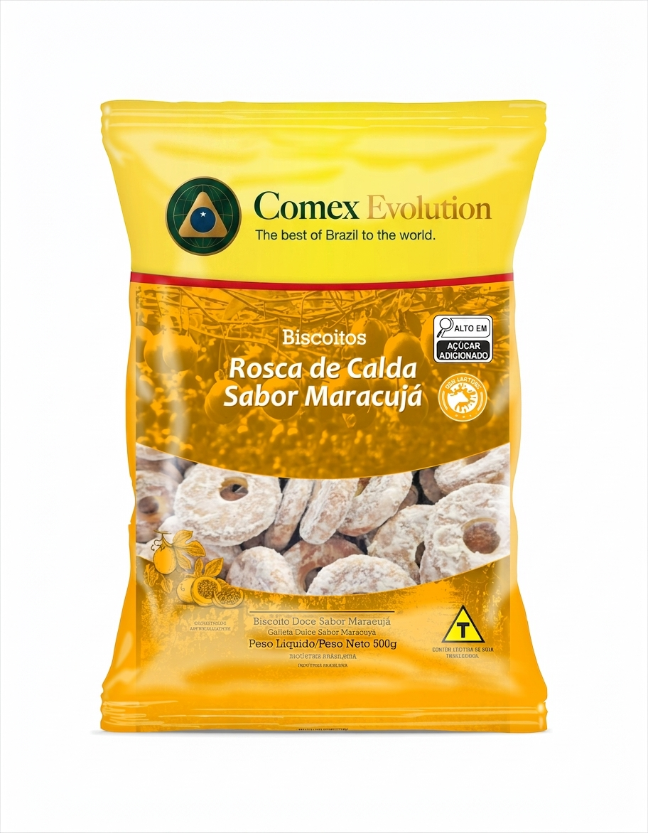 Biscoito Rosca de Calda Sabor Maracujá 500 G