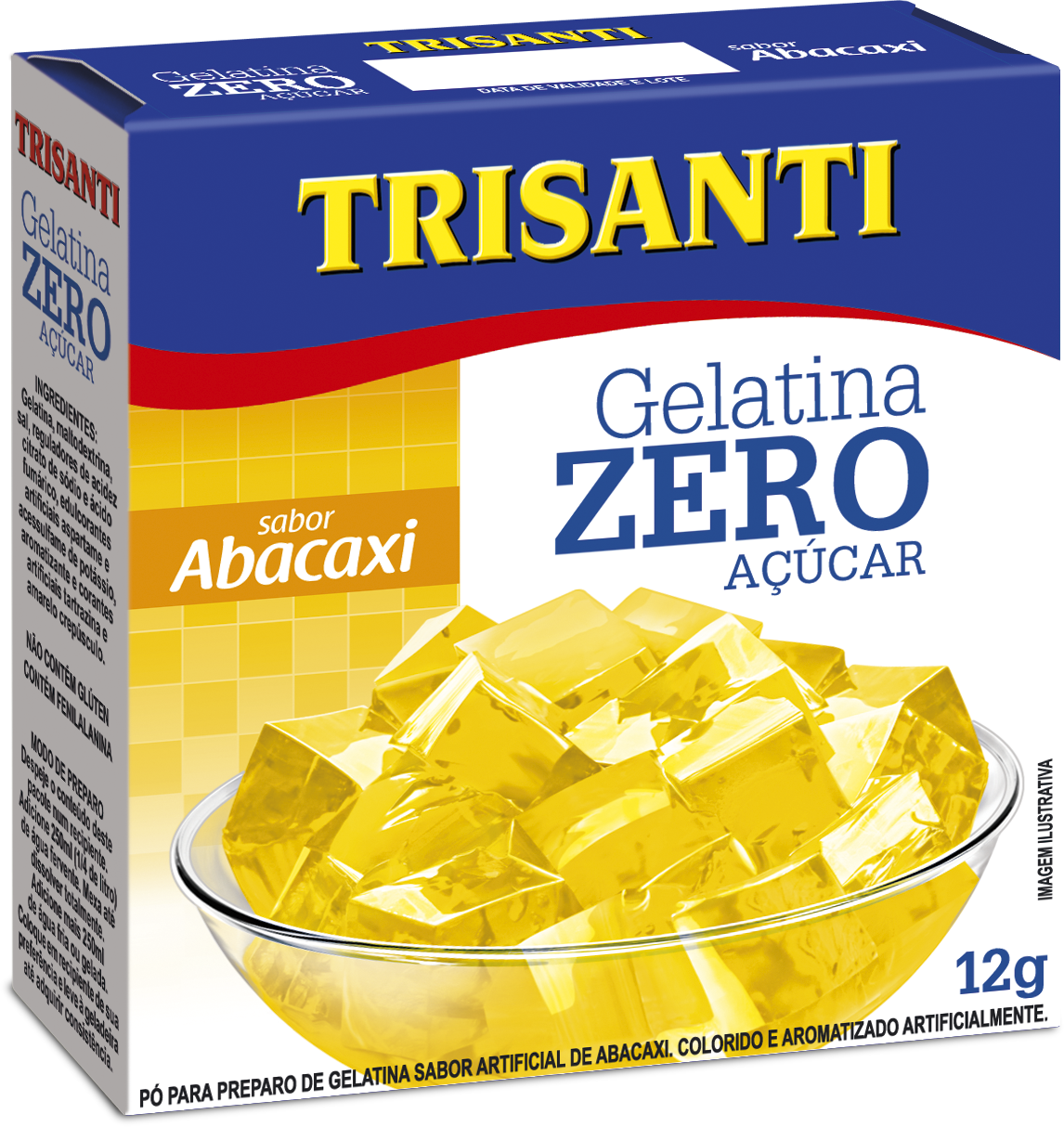 GELATINA SIN AZÚCAR SABOR PIÑA TRISANTI 12G