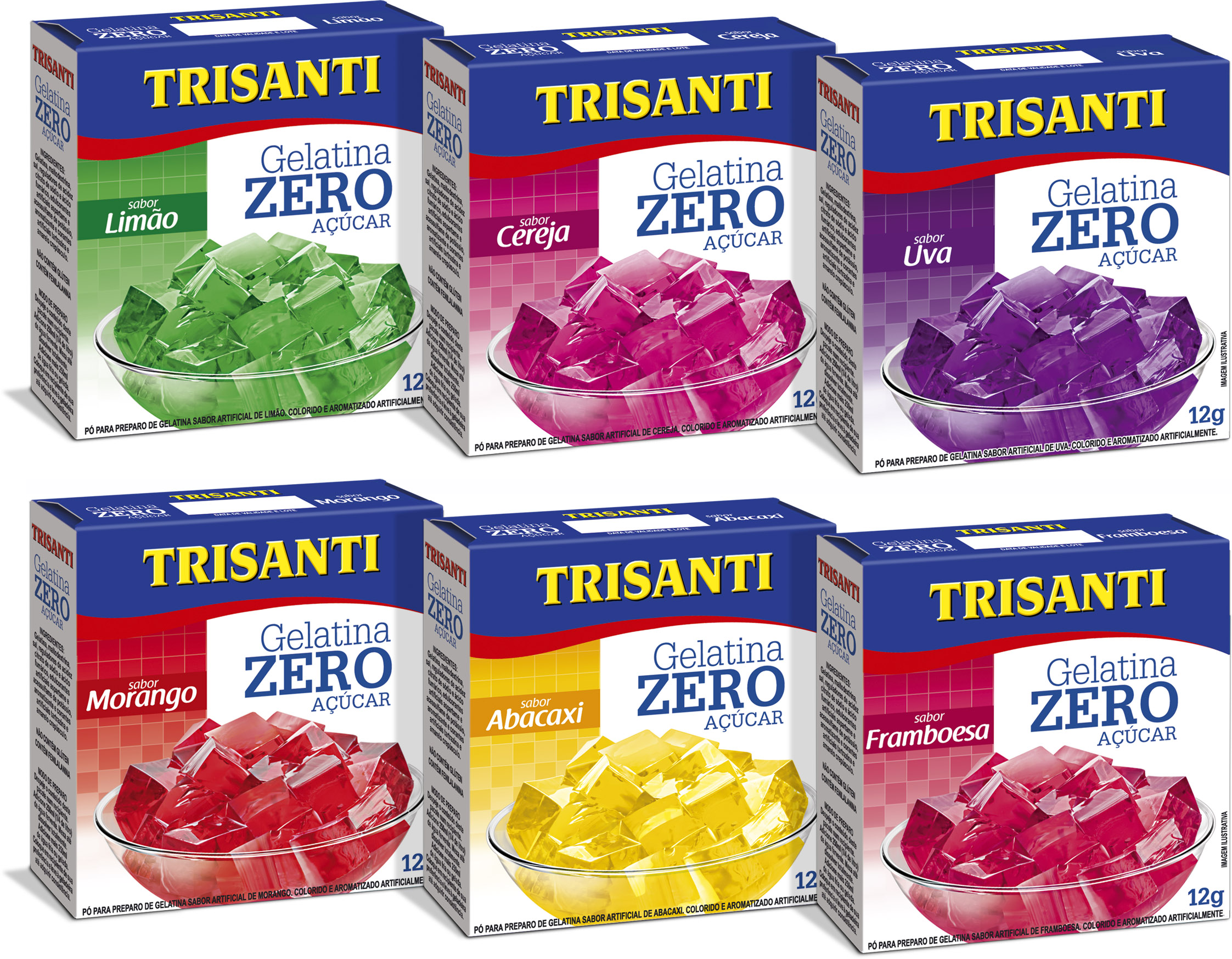 GELATINA SIN AZÚCAR SABORES SURTIDOS TRISANTI 12G