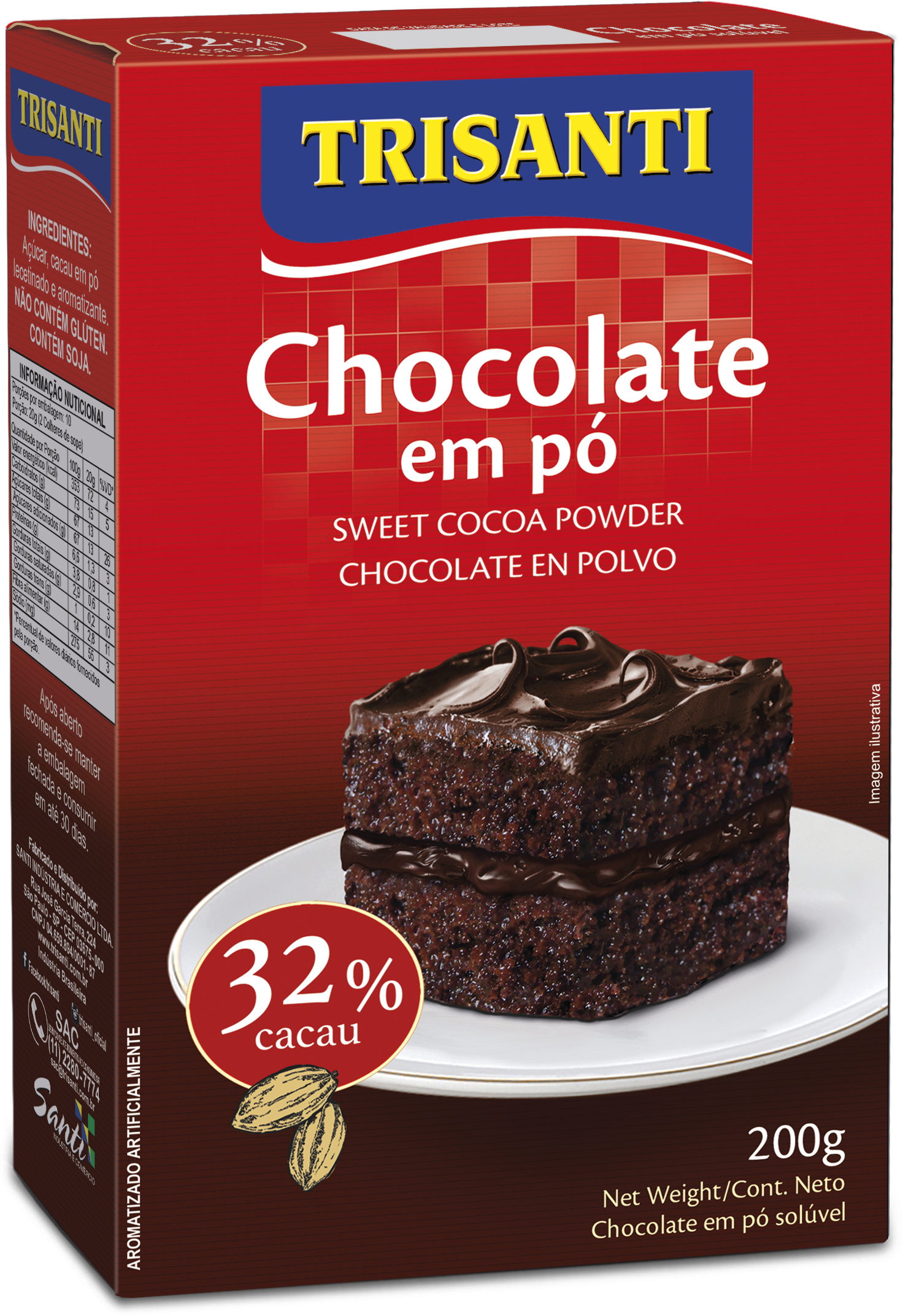 CHOCOLATE EN POLVO 32% CACAO TRISANTI 200G