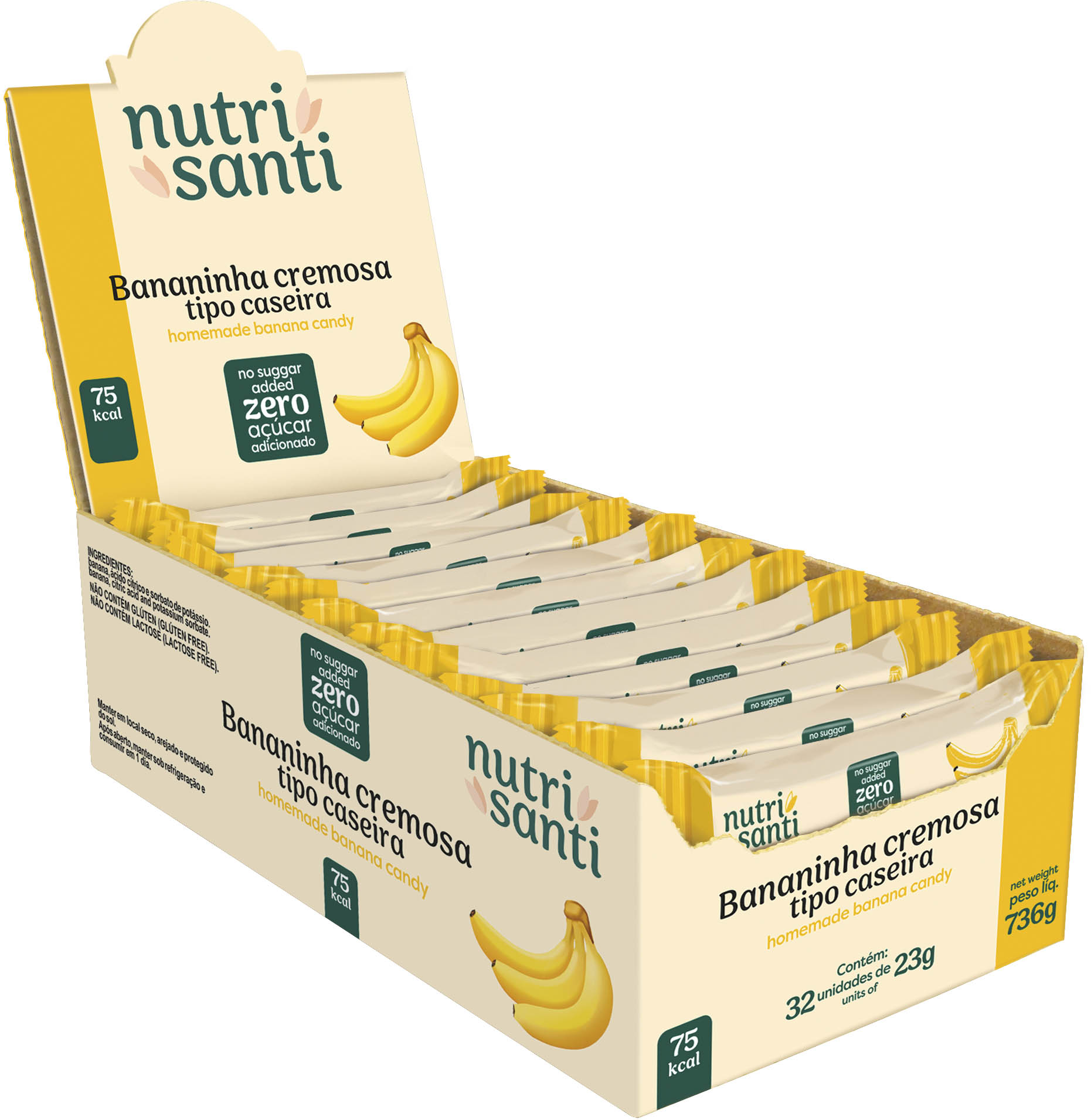 DISPLAY BANANITA CREMOSA SIN ADICIÓN DE AZÚCAR TRISANTI 32G (DISPLAY 04X32)