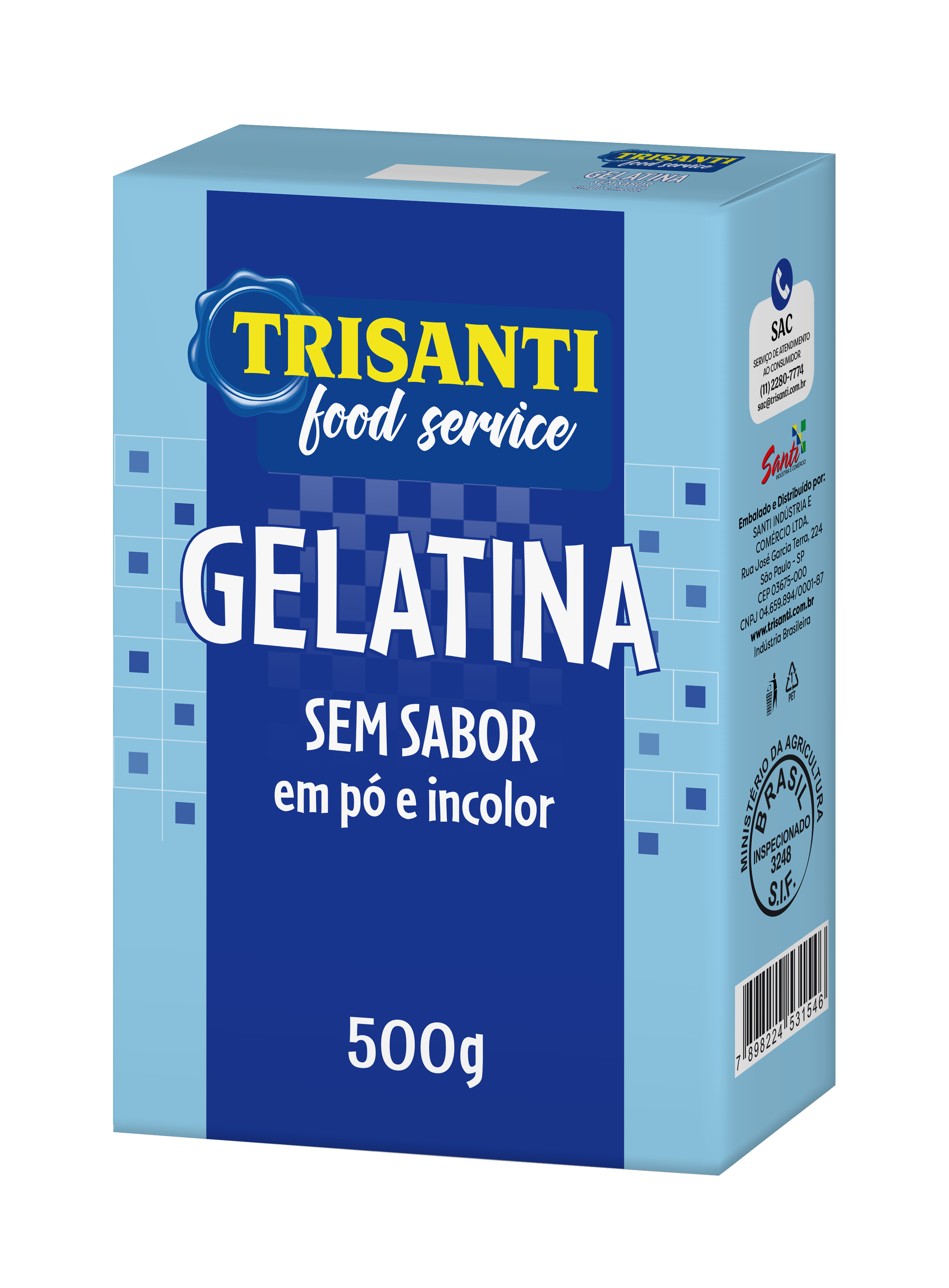 GELATINA INCOLORA (SIN SABOR) TRISANTI (FOOD SERVICE - USO PROFESIONAL) 500G