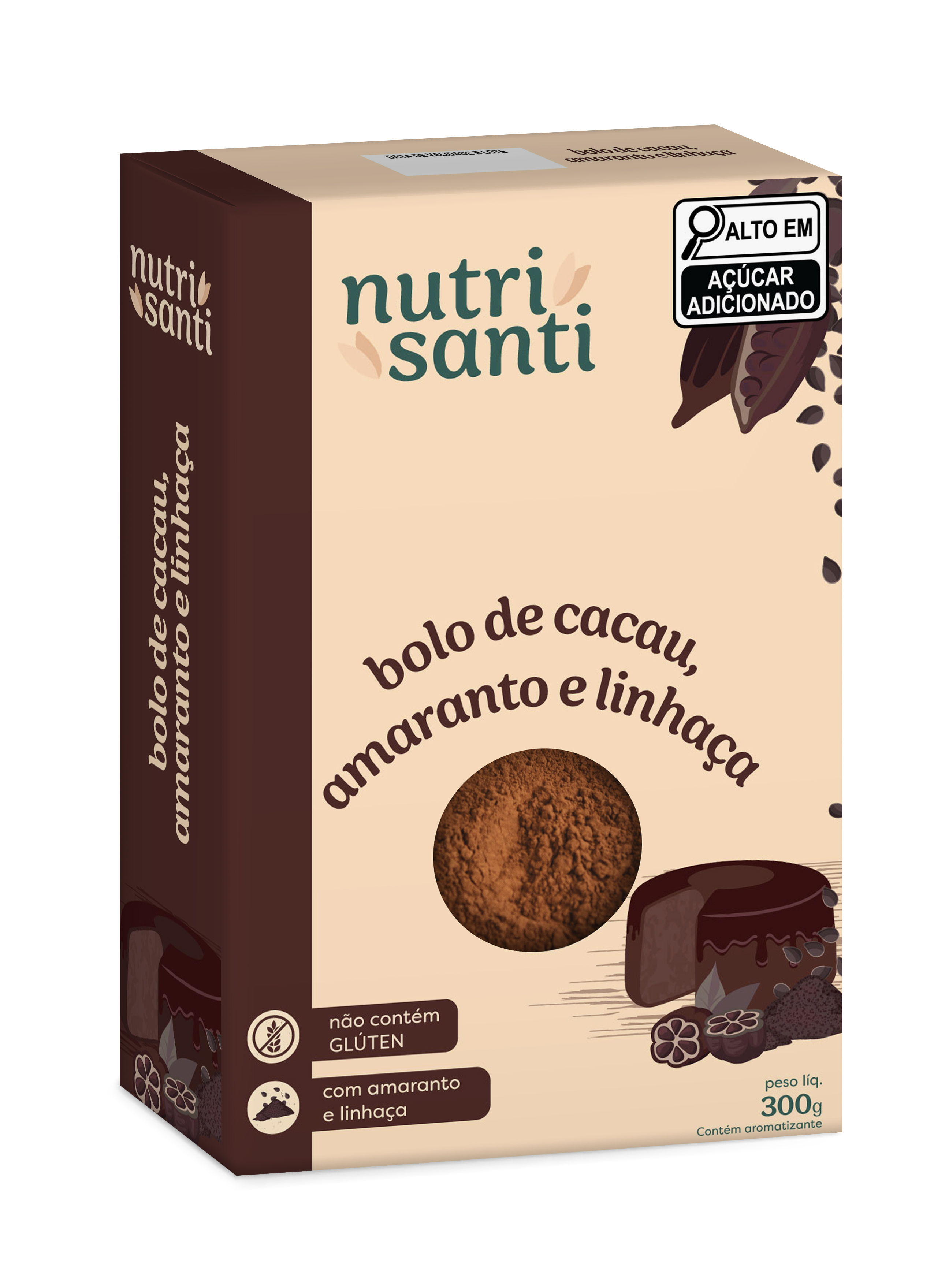 Bolo de Cacau com Farinha de Amaranto e Linhaça Marrom Trisanti 300g