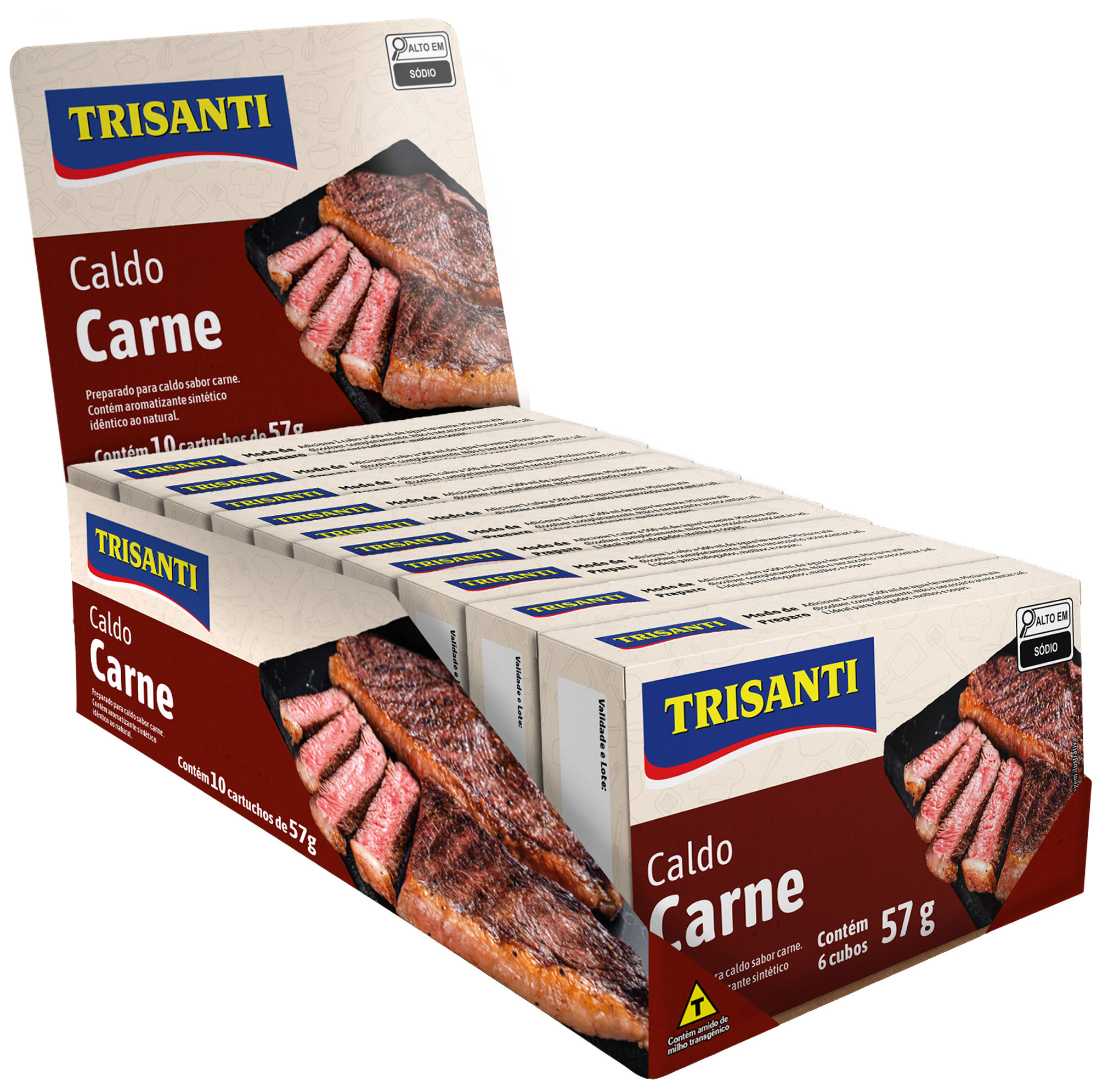Caldo em Cubos Sabor Carne Trisanti 57g (Display 12x10)