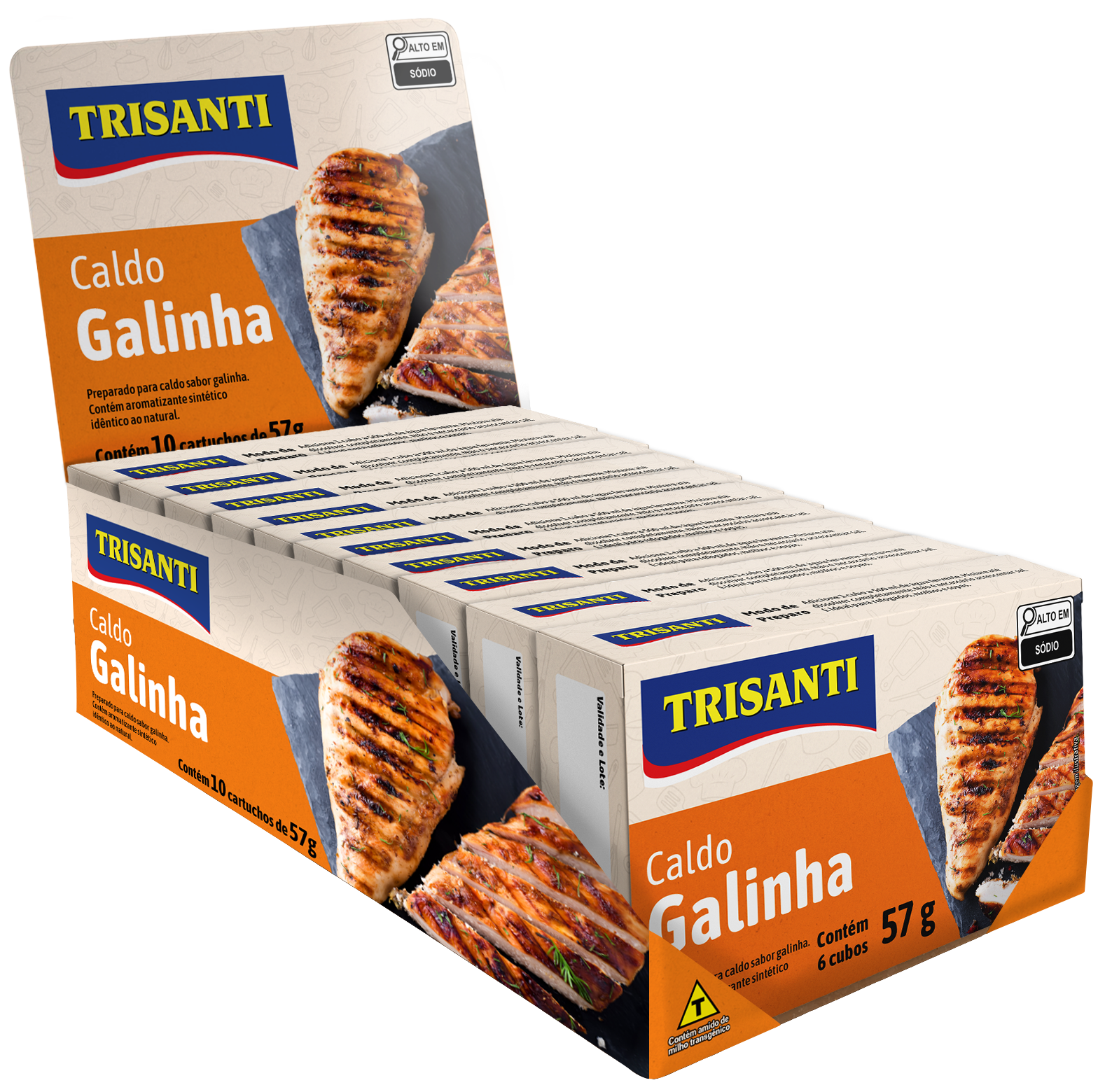 CALDO EN CUBOS SABOR POLLO TRISANTI 57G (DISPLAY 12X10)