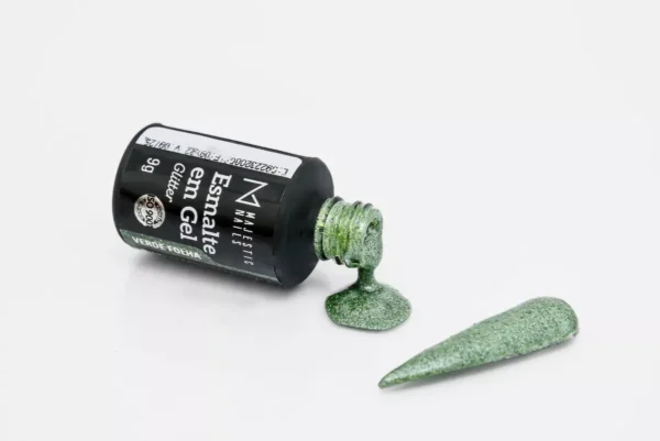 Esmalte Em Gel Glitter Verde Folha 9g - Majestic Nails